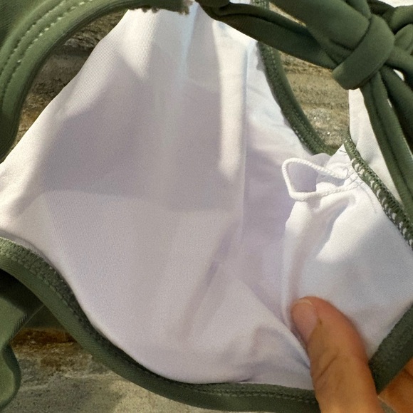 Summer Mae NWT maternity 2 piece bikini swimsuit olive green size M criss cross - Picture 8 of 8